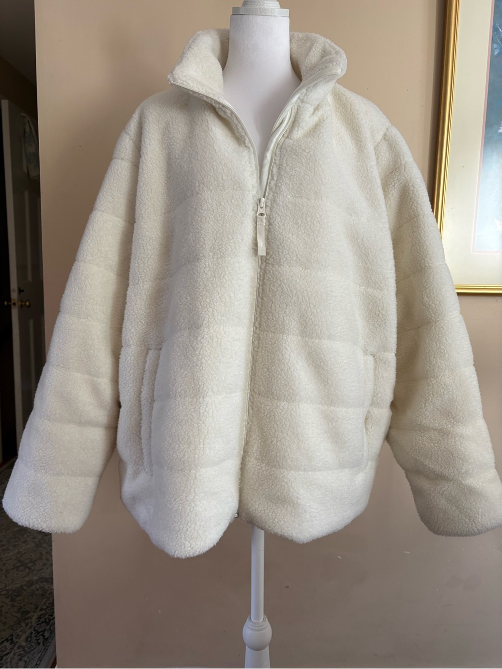 Lands' End Cream Sherpa Puffer Jacket